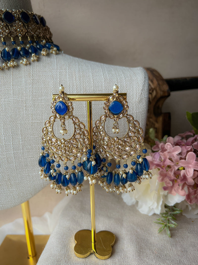 Fall Apart in Midnight Blue Necklace Sets THE KUNDAN SHOP 