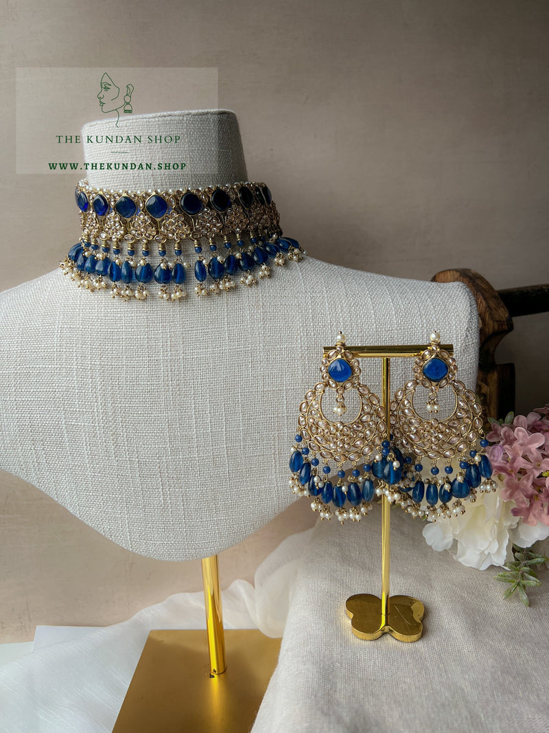Fall Apart in Midnight Blue Necklace Sets THE KUNDAN SHOP 