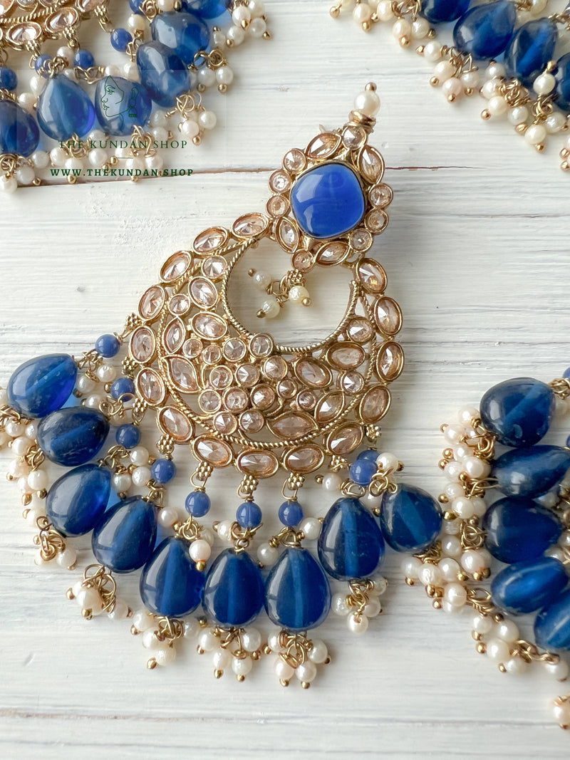 Fall Apart in Midnight Blue Necklace Sets THE KUNDAN SHOP 