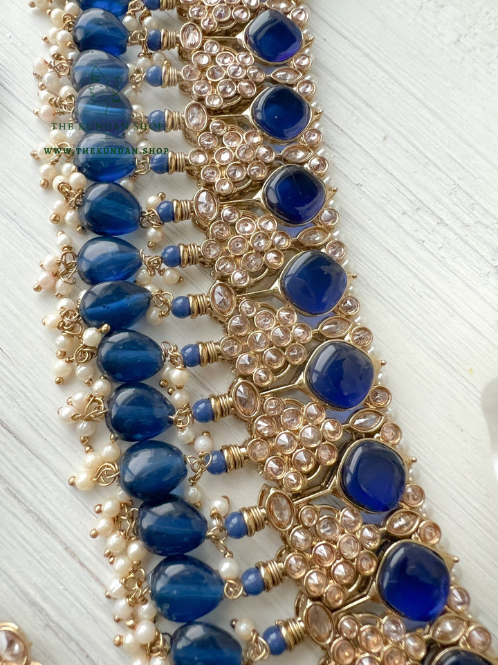 Fall Apart in Midnight Blue Necklace Sets THE KUNDAN SHOP 