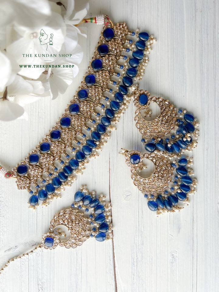 Fall Apart in Midnight Blue Necklace Sets THE KUNDAN SHOP 