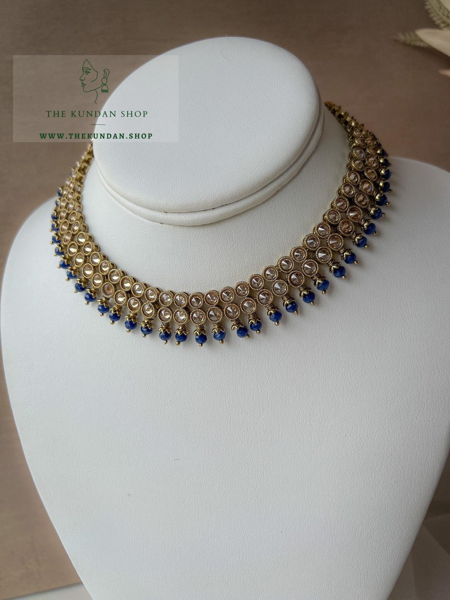 Impress Polki in Midnight Blue Necklace Sets THE KUNDAN SHOP 