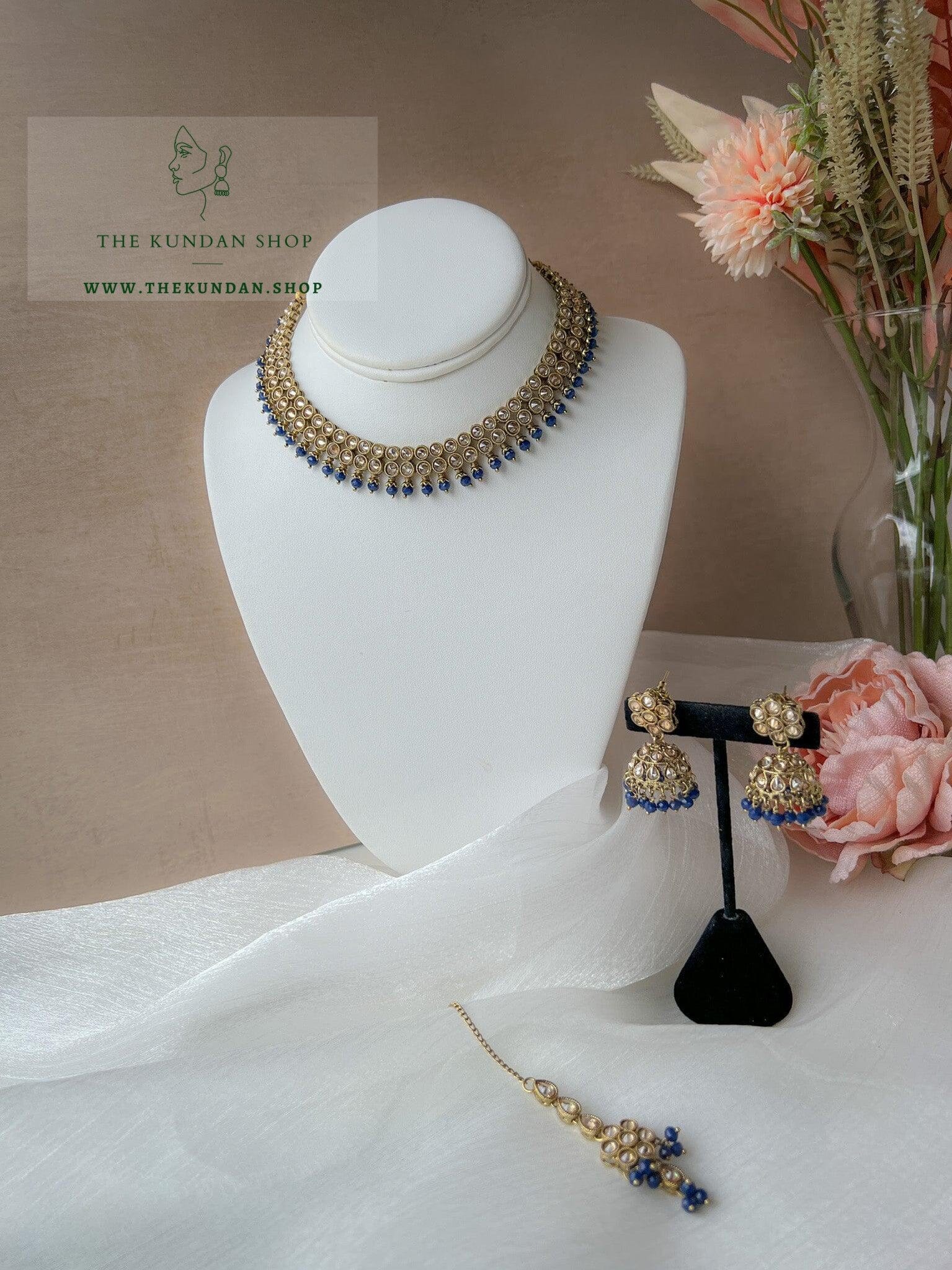 Impress Polki in Midnight Blue Necklace Sets THE KUNDAN SHOP 