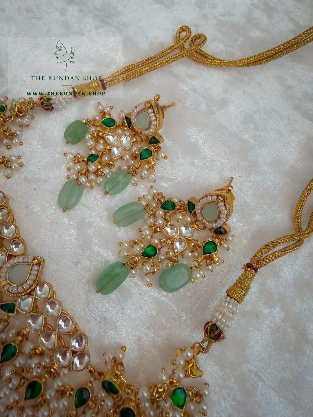 Sensation Earrings in Emerald &amp; Mint Earrings THE KUNDAN SHOP 