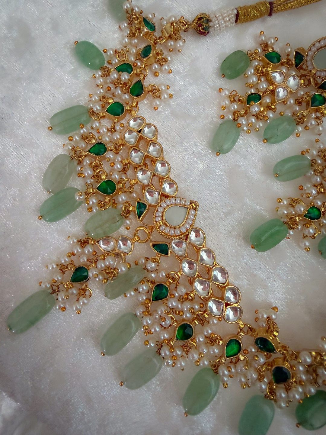 Sensation in Emerald &amp; Mint Necklace Sets THE KUNDAN SHOP 