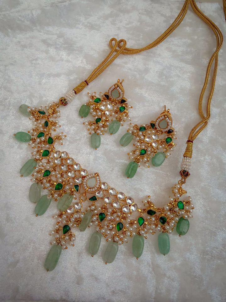 Sensation in Emerald &amp; Mint Necklace Sets THE KUNDAN SHOP 