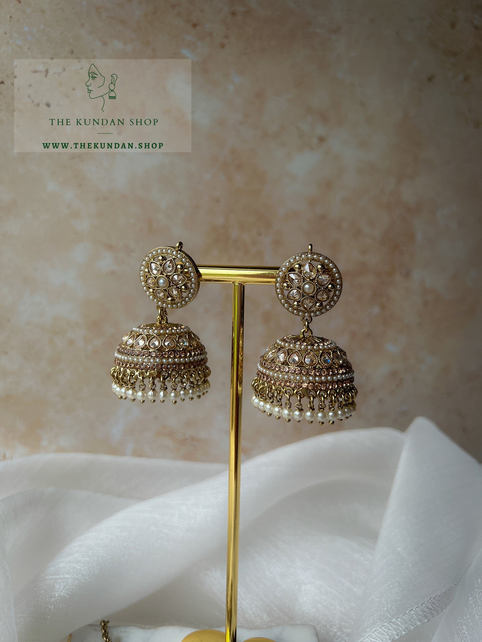 Ceaseless Jhumkis in Polki Earrings + Tikka THE KUNDAN SHOP 