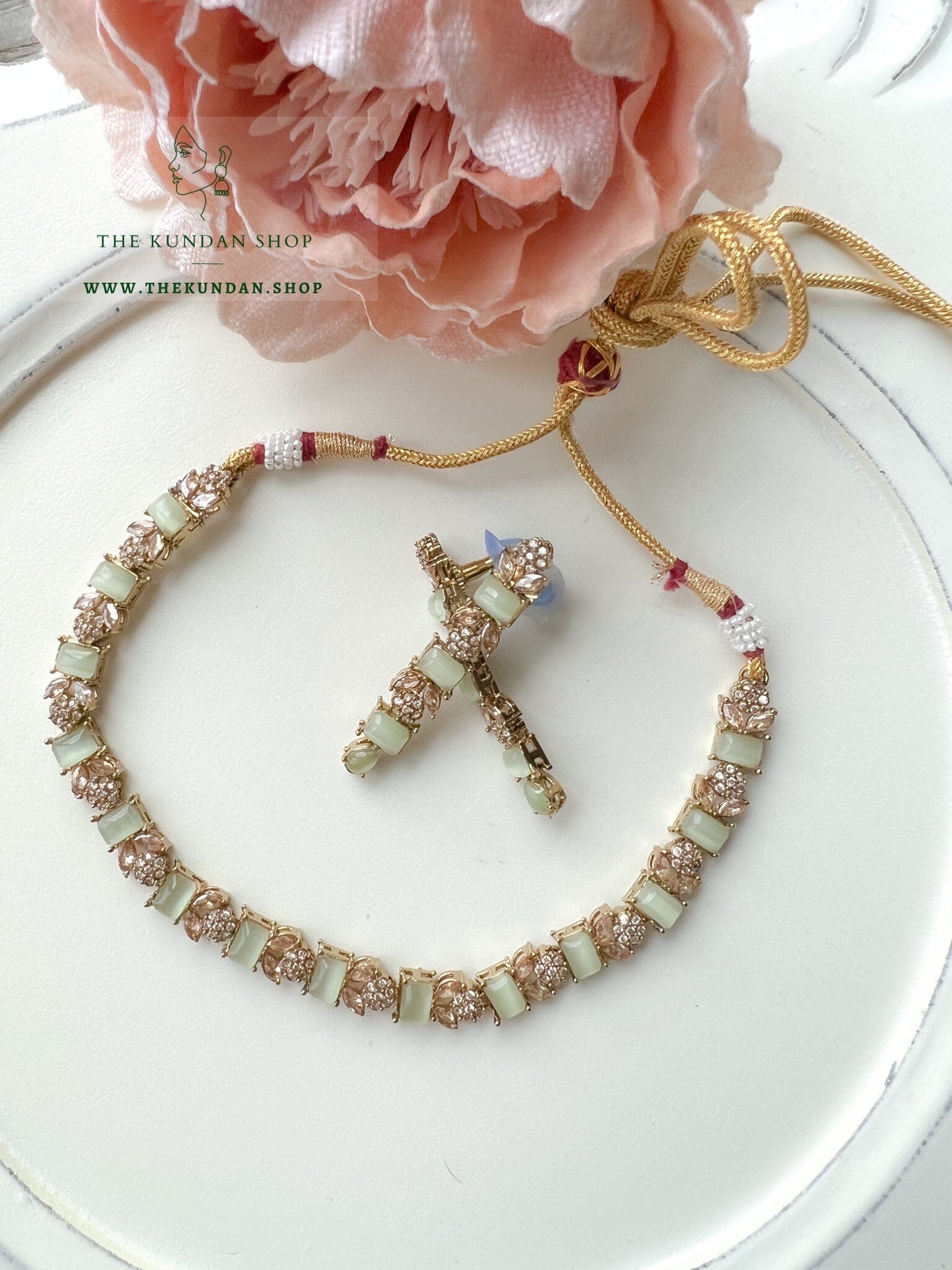 Interest Champagne in Mint Necklace Sets THE KUNDAN SHOP 