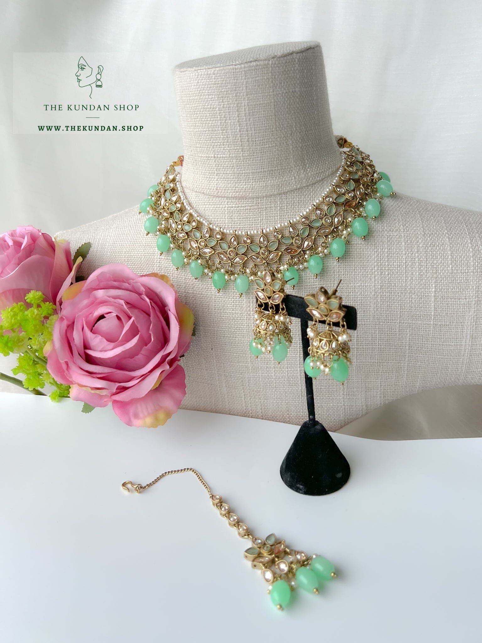 Focus in Mint Necklace Sets THE KUNDAN SHOP 