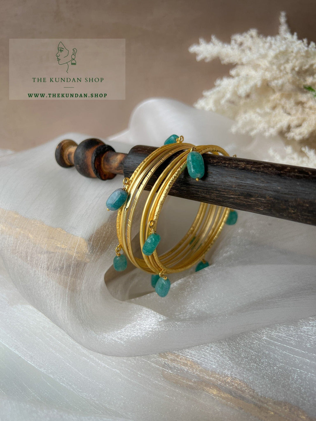 Sage Bead Bangle Stack Bangles THE KUNDAN SHOP 