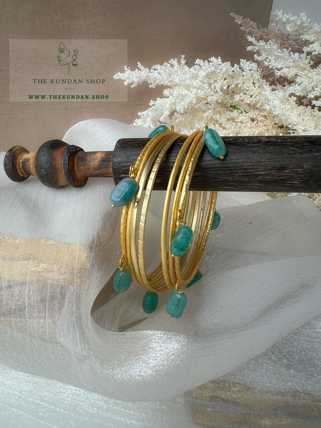Sage Bead Bangle Stack Bangles THE KUNDAN SHOP 