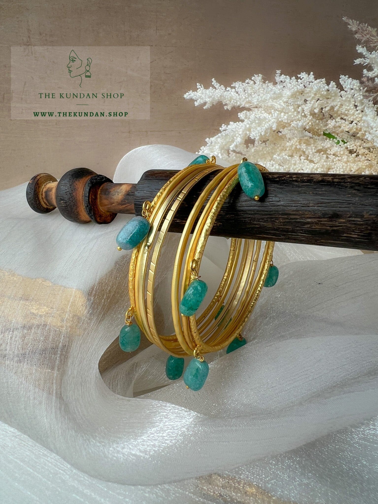 Sage Bead Bangle Stack Bangles THE KUNDAN SHOP 