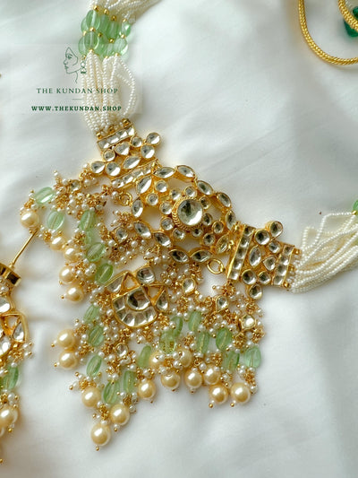 Deep Secrets in Mint Necklace Sets THE KUNDAN SHOP 