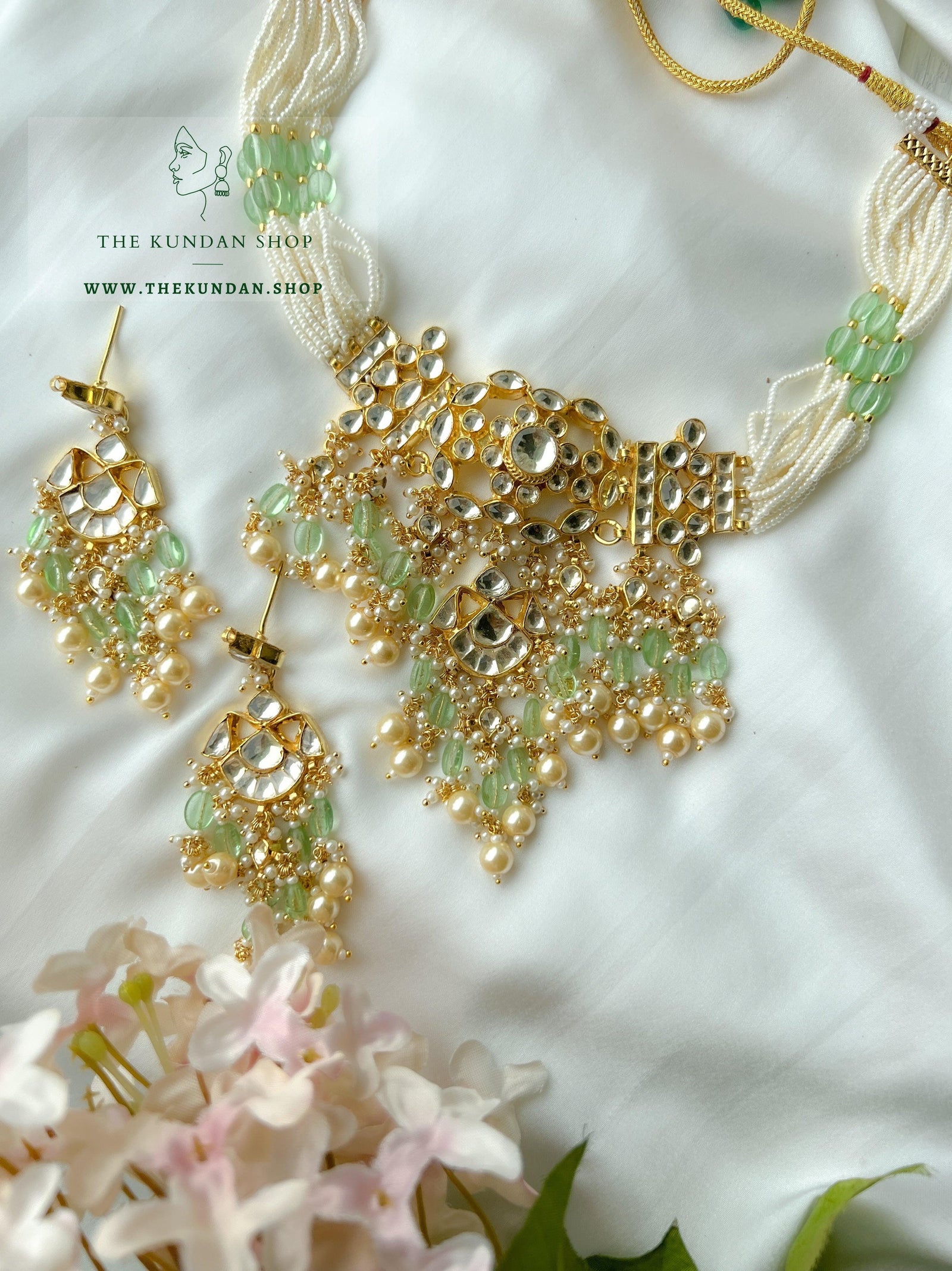 Deep Secrets in Mint Necklace Sets THE KUNDAN SHOP 