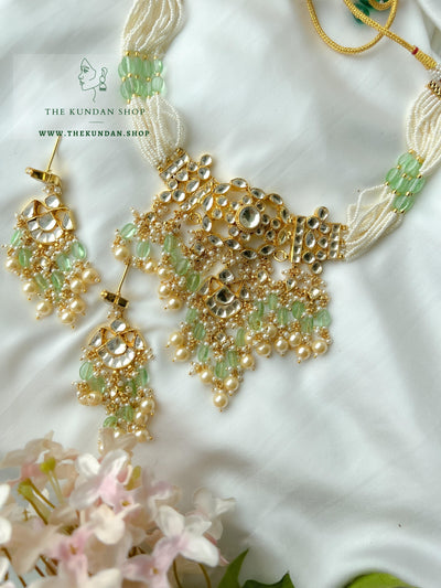 Deep Secrets in Mint Necklace Sets THE KUNDAN SHOP 