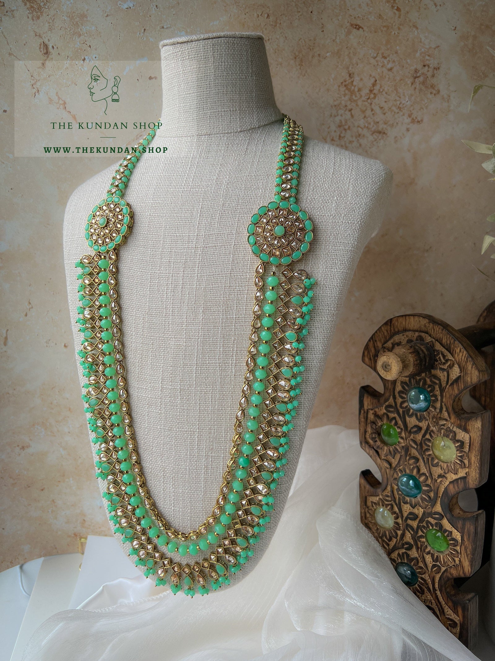 My Story in Mint Green Necklace Sets THE KUNDAN SHOP 