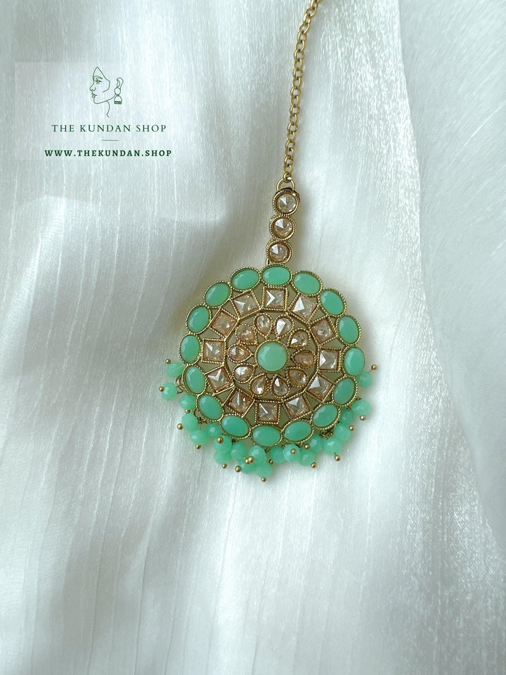 Willing in Mint Green Earrings + Tikka THE KUNDAN SHOP 