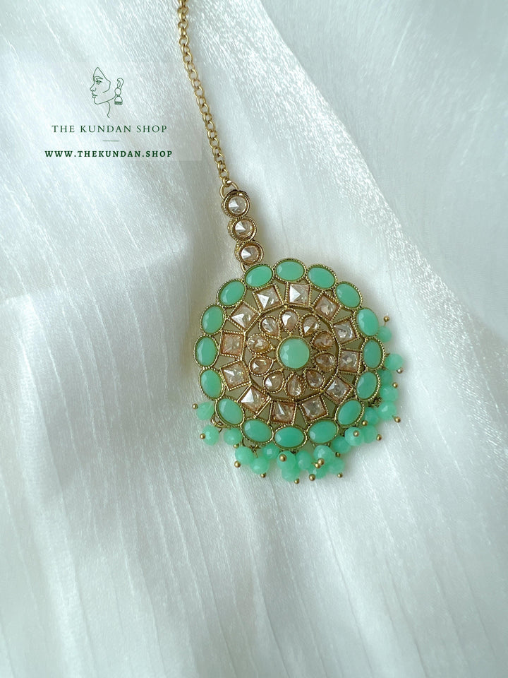 Willing in Mint Green Earrings + Tikka THE KUNDAN SHOP 