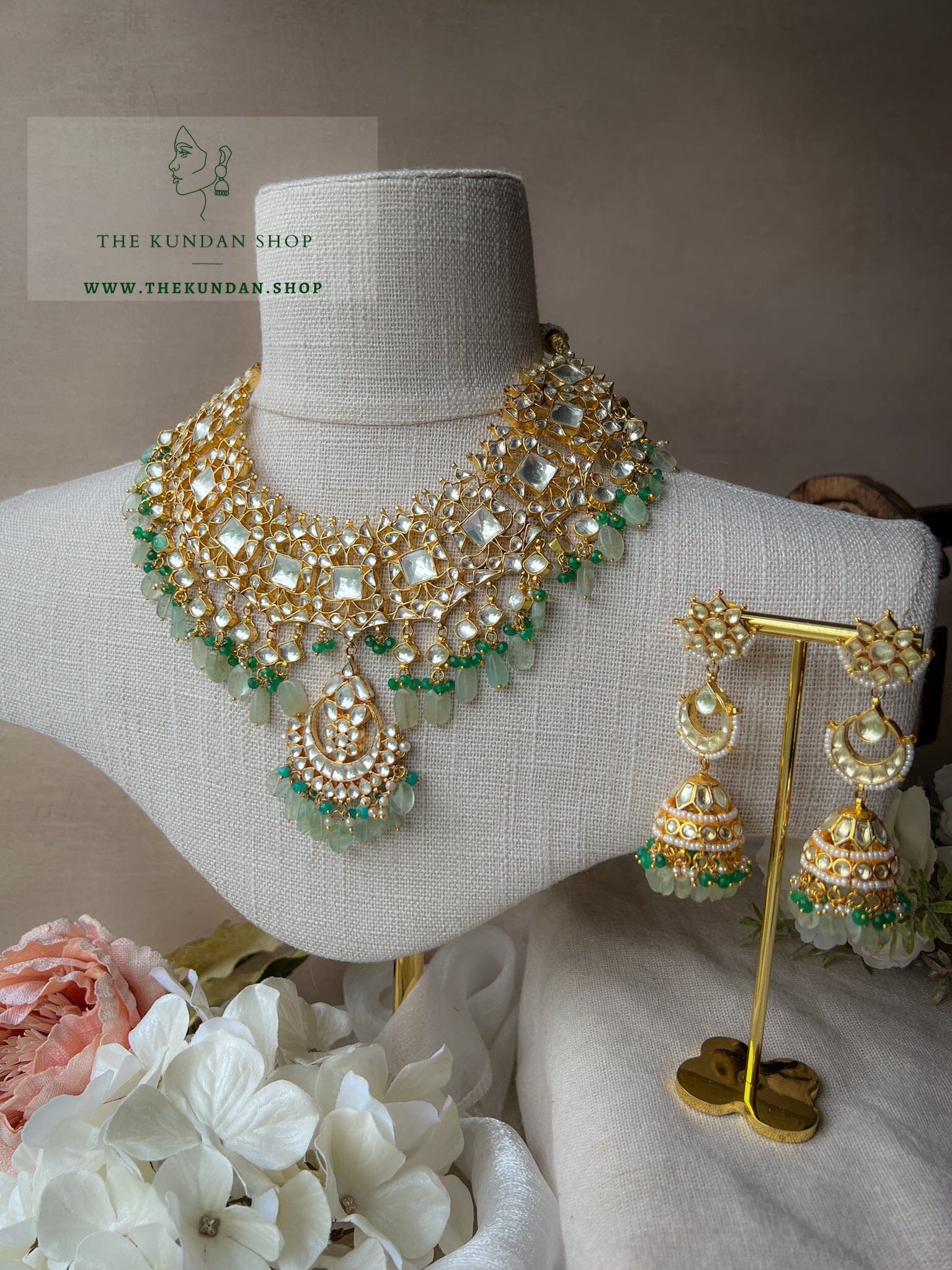 Convinced Greens & Kundan Necklace Sets THE KUNDAN SHOP 