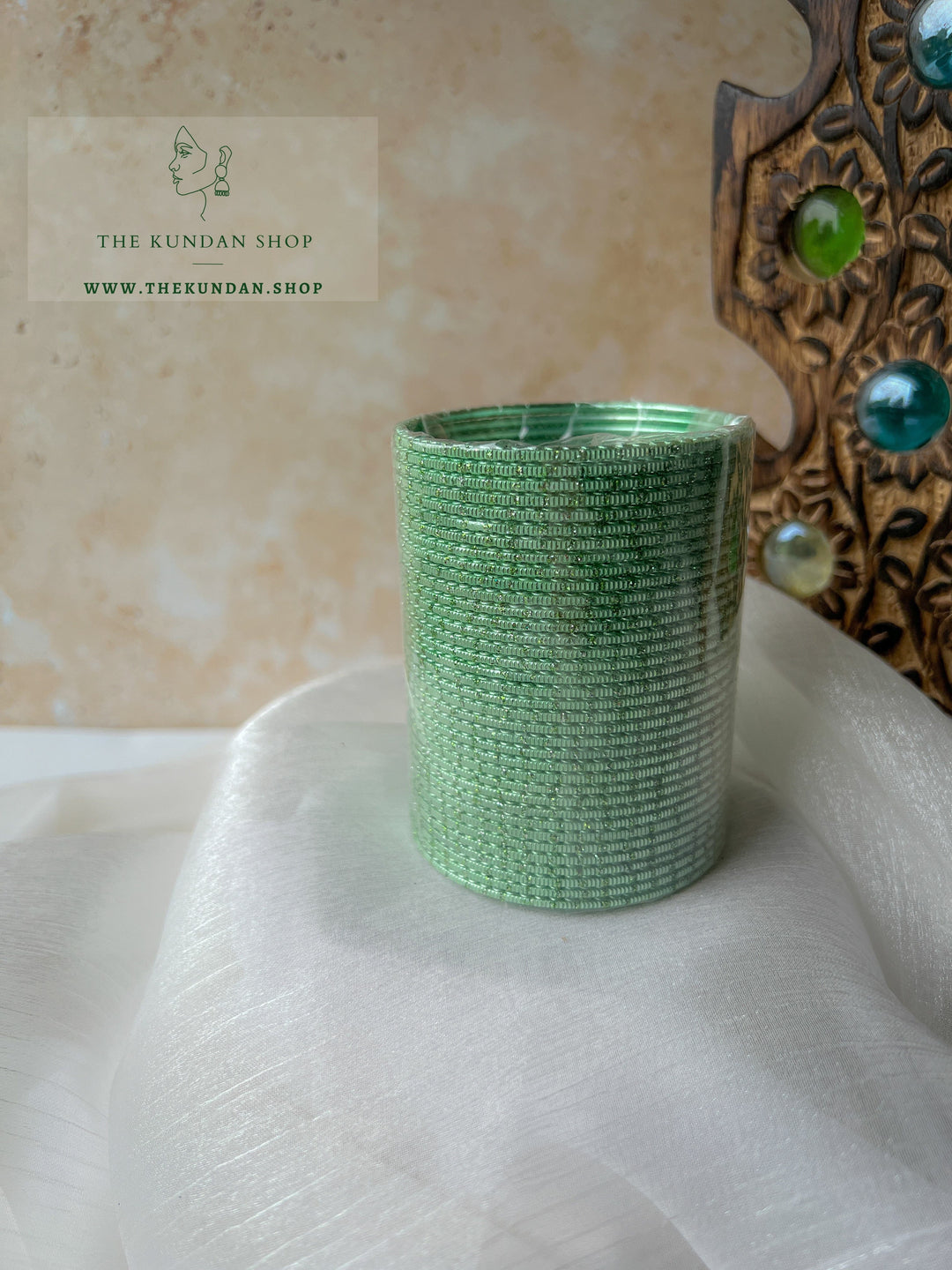 Sparkle & Sheen Bangles in Mint Green Bangles THE KUNDAN SHOP 