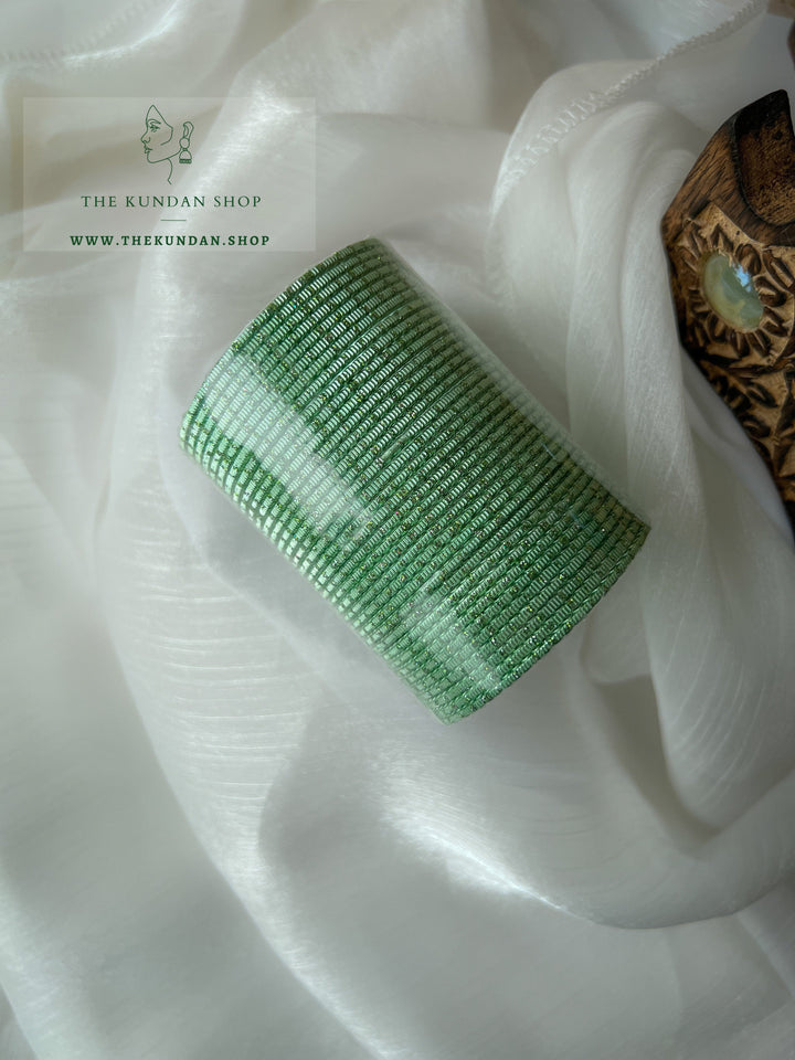 Sparkle & Sheen Bangles in Mint Green Bangles THE KUNDAN SHOP 