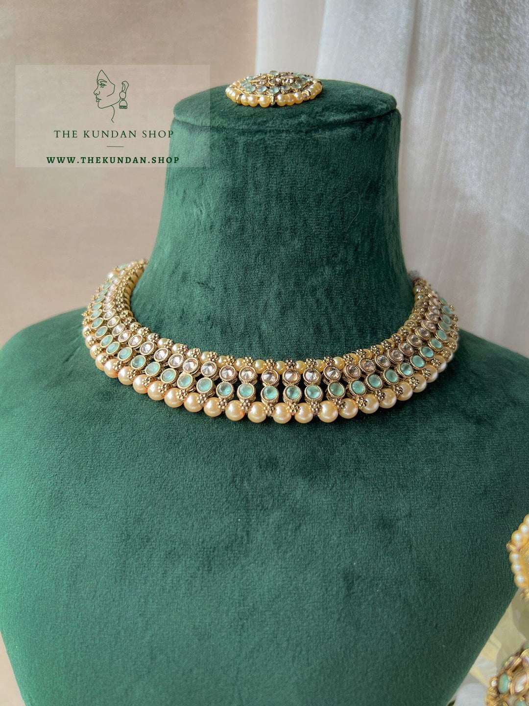 Raised in Mint Necklace Sets THE KUNDAN SHOP 