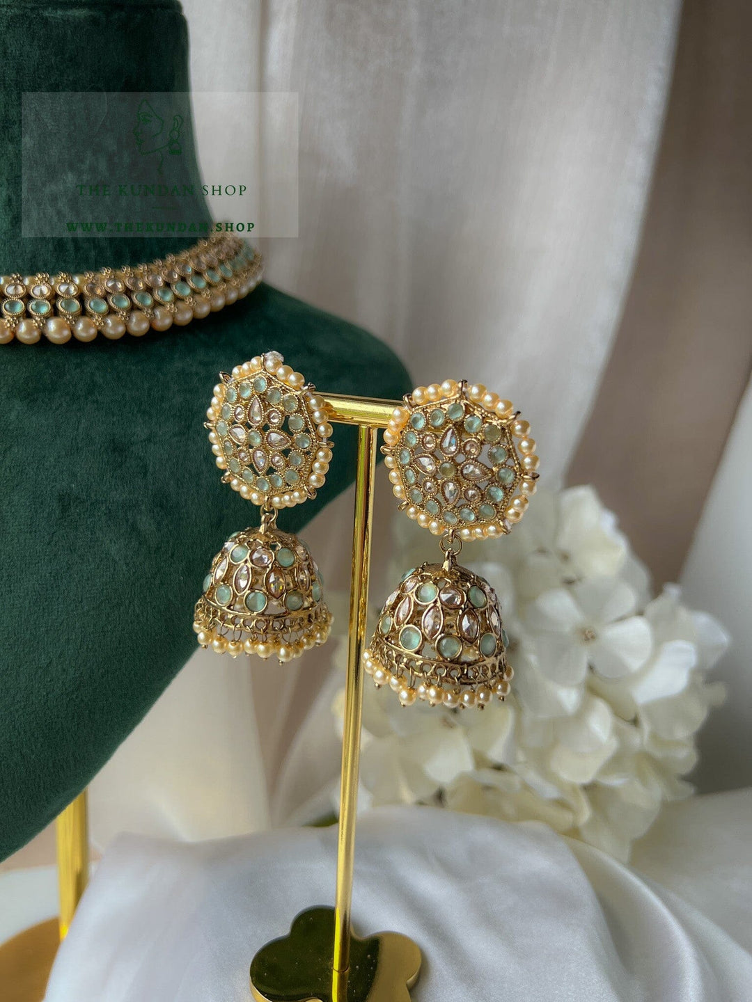 Raised in Mint Necklace Sets THE KUNDAN SHOP 