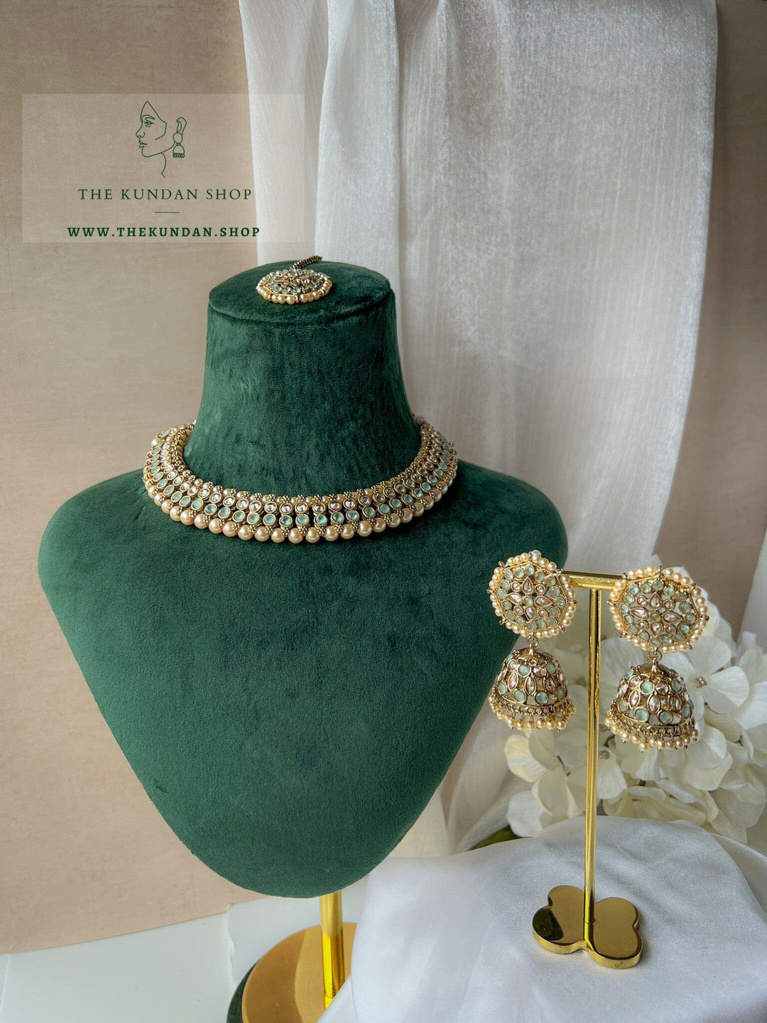 Raised in Mint Necklace Sets THE KUNDAN SHOP 