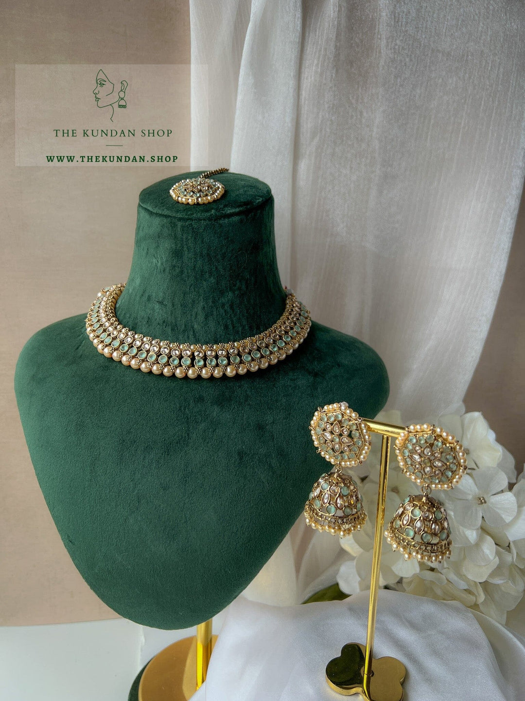 Raised in Mint Necklace Sets THE KUNDAN SHOP 