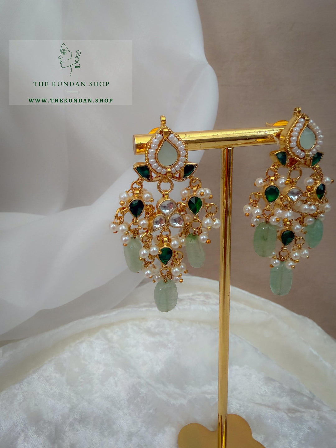 Sensation Earrings in Emerald &amp; Mint Earrings THE KUNDAN SHOP 