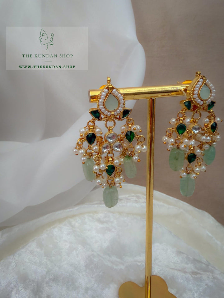 Sensation Earrings in Emerald &amp; Mint Earrings THE KUNDAN SHOP 