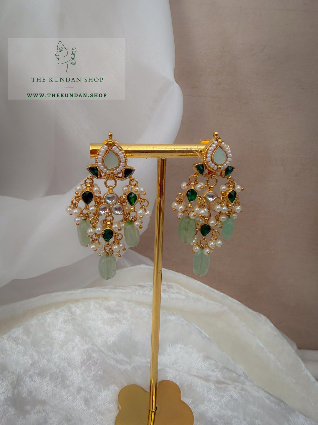 Sensation Earrings in Emerald &amp; Mint Earrings THE KUNDAN SHOP 