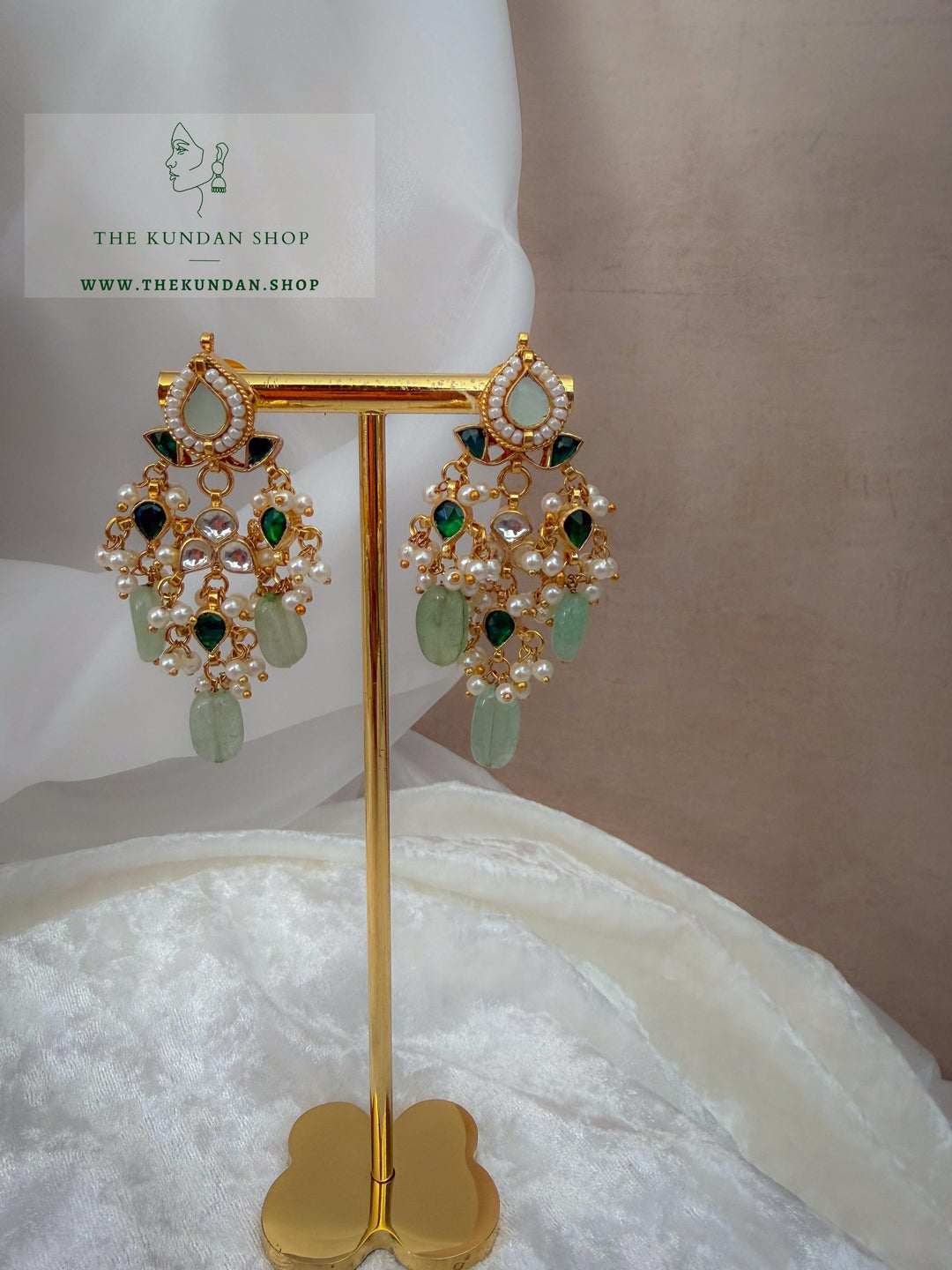 Sensation Earrings in Emerald &amp; Mint Earrings THE KUNDAN SHOP 