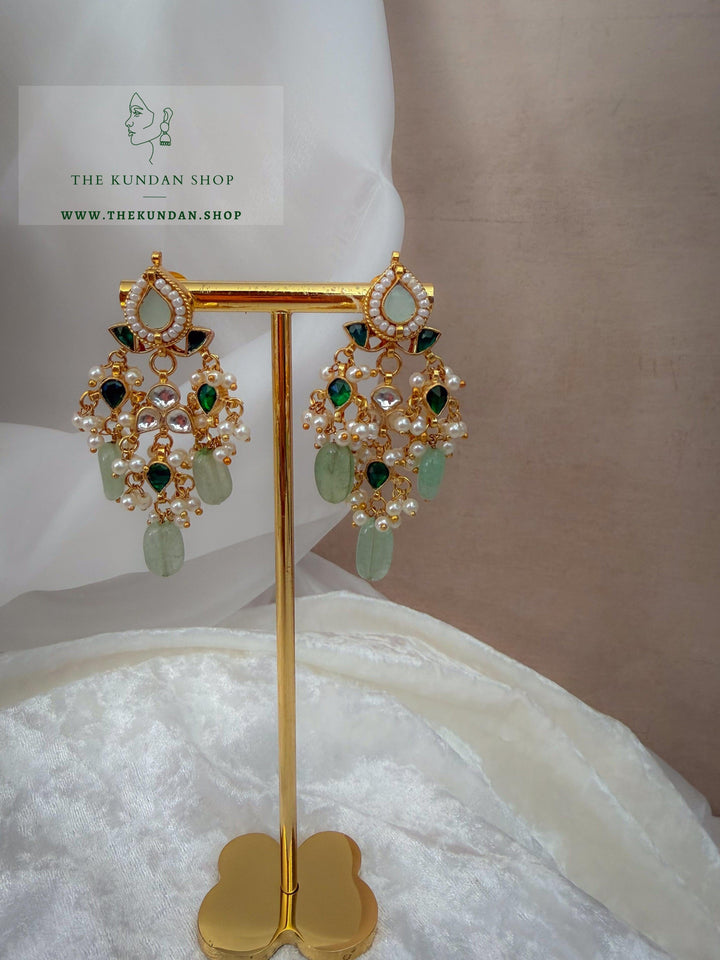 Sensation Earrings in Emerald &amp; Mint Earrings THE KUNDAN SHOP 