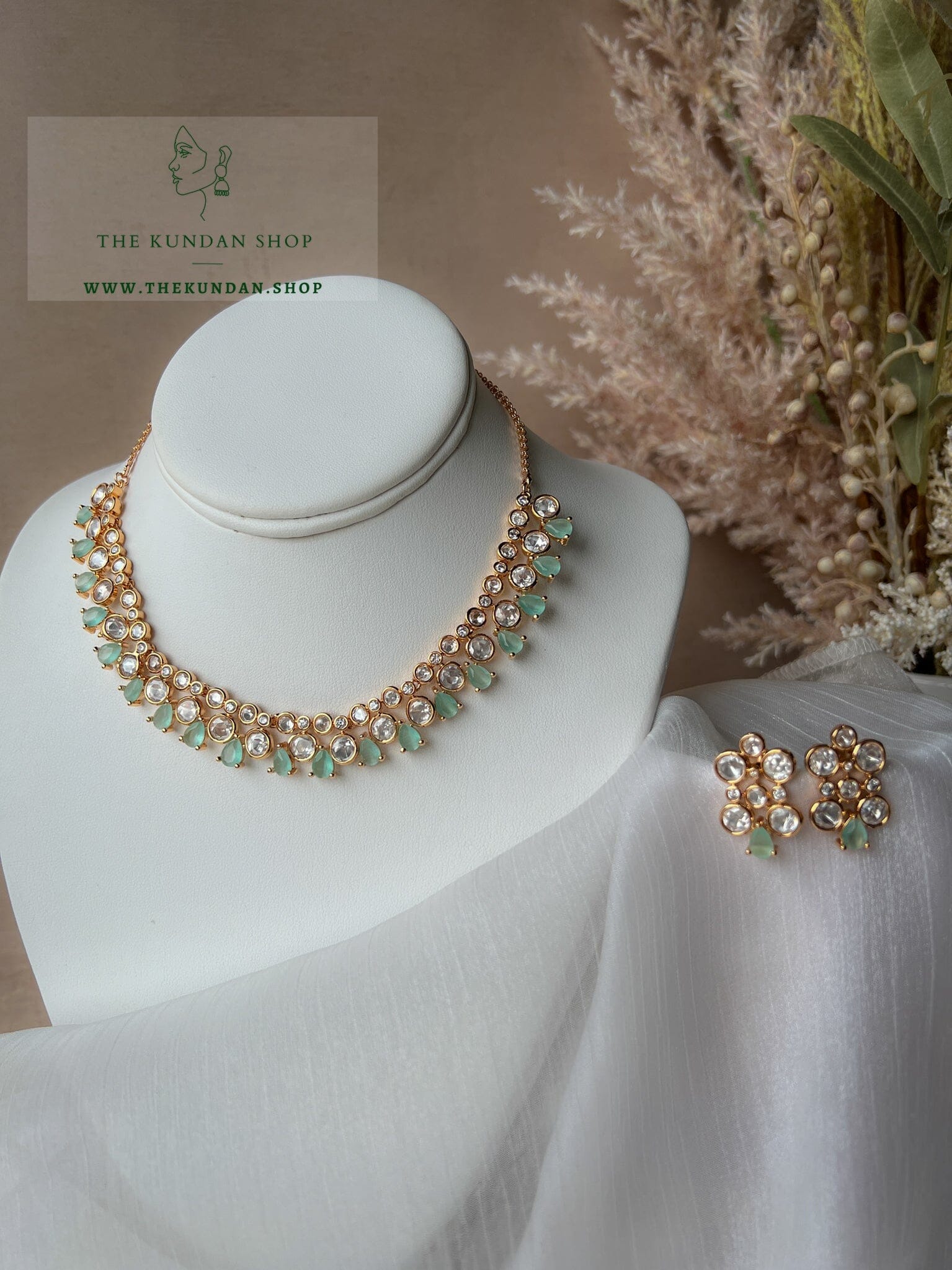 Gatekeep in Mint Necklace Sets THE KUNDAN SHOP 