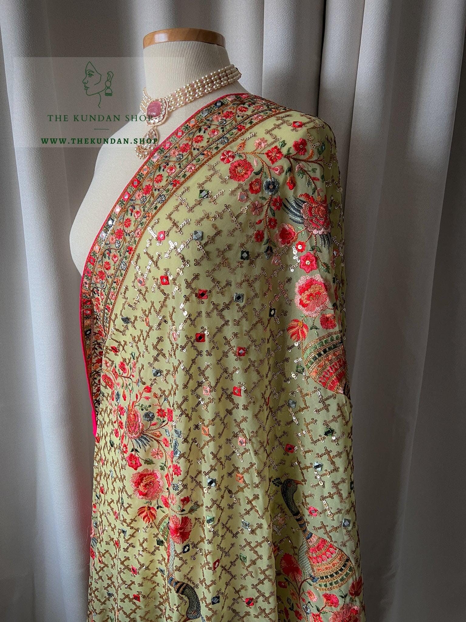 Sequin Moorni in Mint Dupatta THE KUNDAN SHOP 