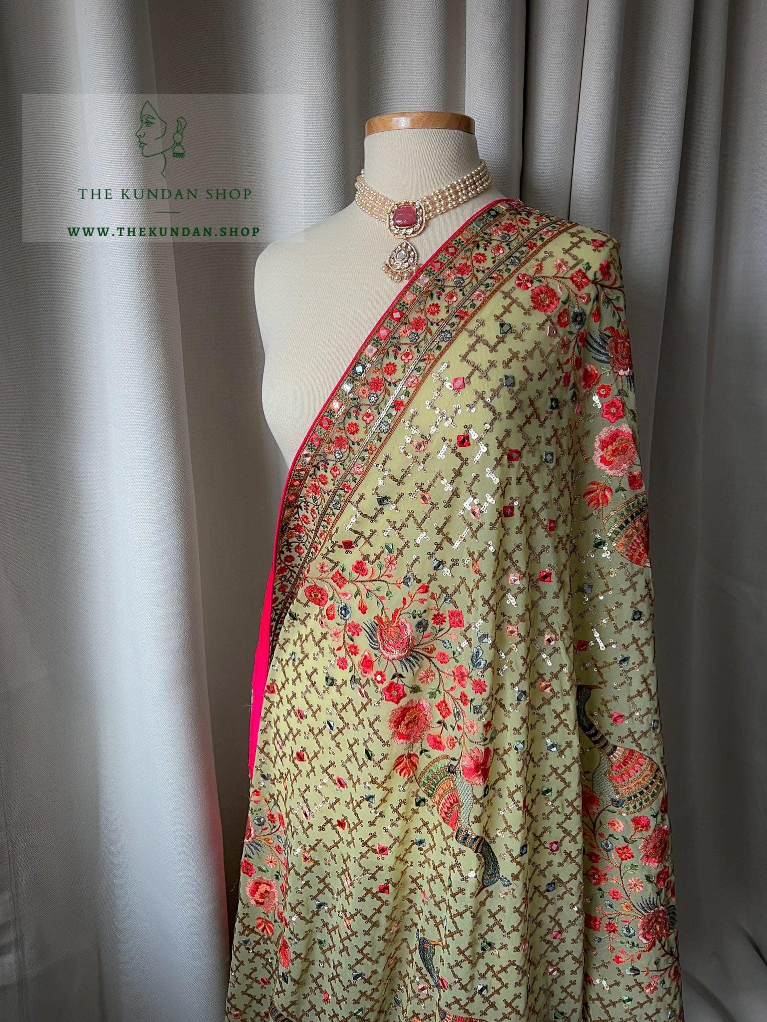 Sequin Moorni in Mint Dupatta THE KUNDAN SHOP 