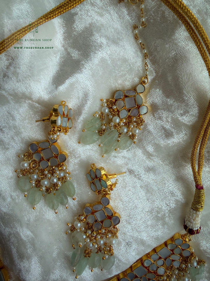 Pearl Petals // Mint &amp; Mother of Pearl Necklace Sets THE KUNDAN SHOP 