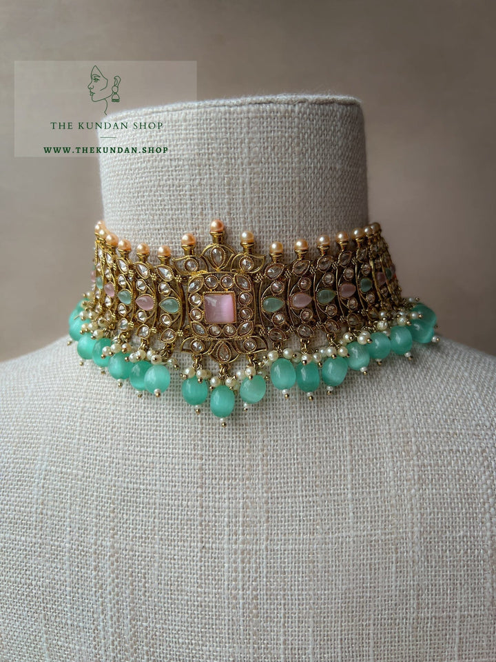 Vivid in Mint & Pink Necklace Sets THE KUNDAN SHOP 