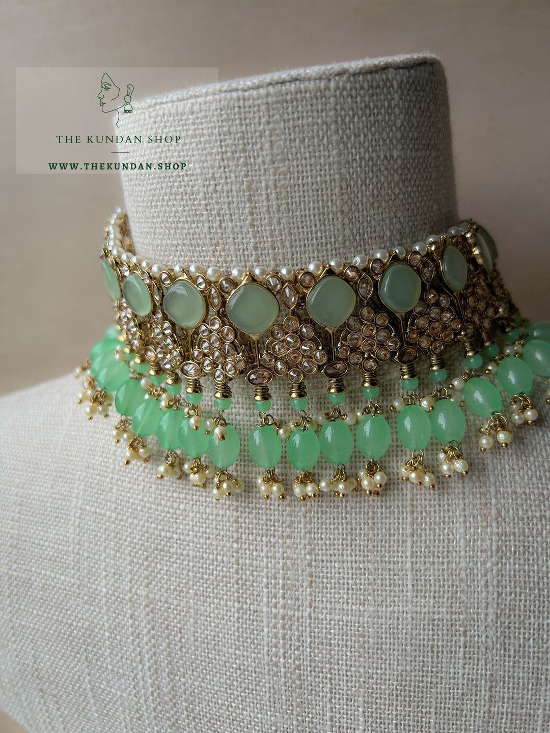 Fall Apart in Mint Necklace Sets THE KUNDAN SHOP 
