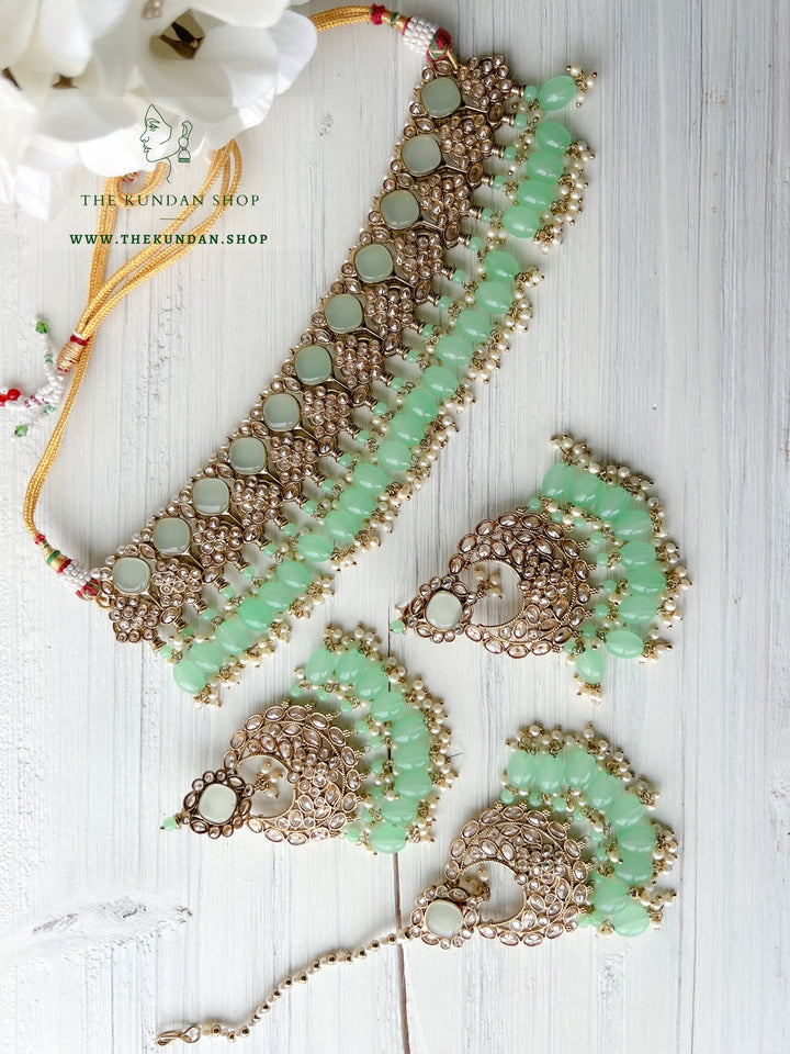 Fall Apart in Mint Necklace Sets THE KUNDAN SHOP 