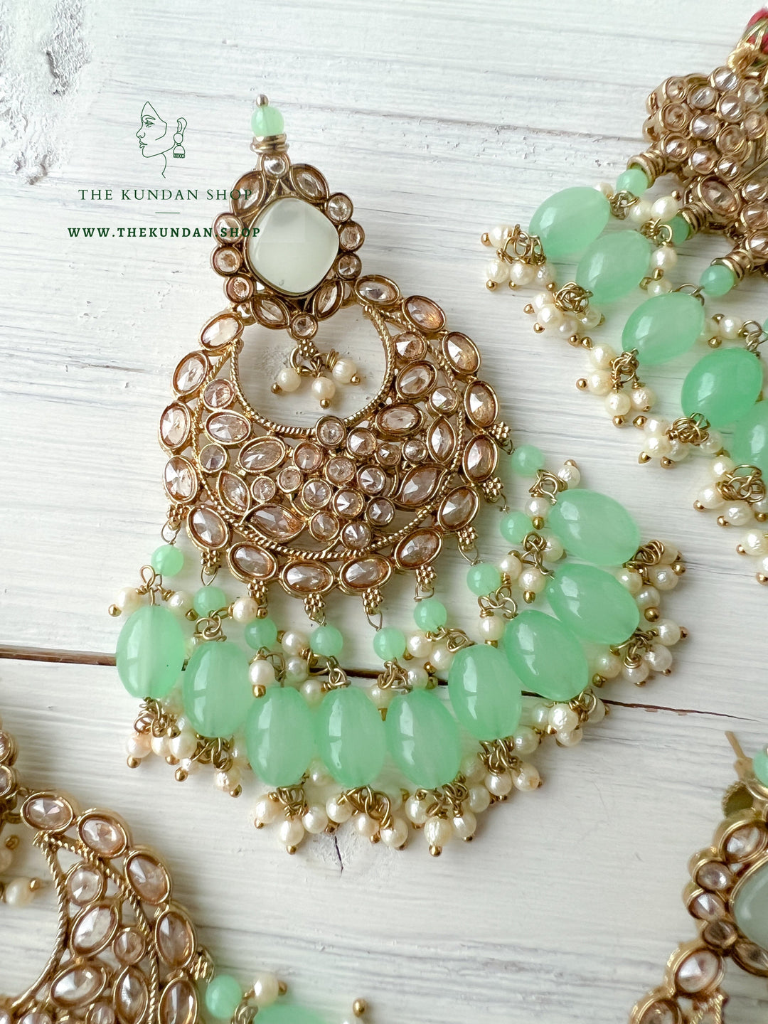 Fall Apart in Mint Necklace Sets THE KUNDAN SHOP 