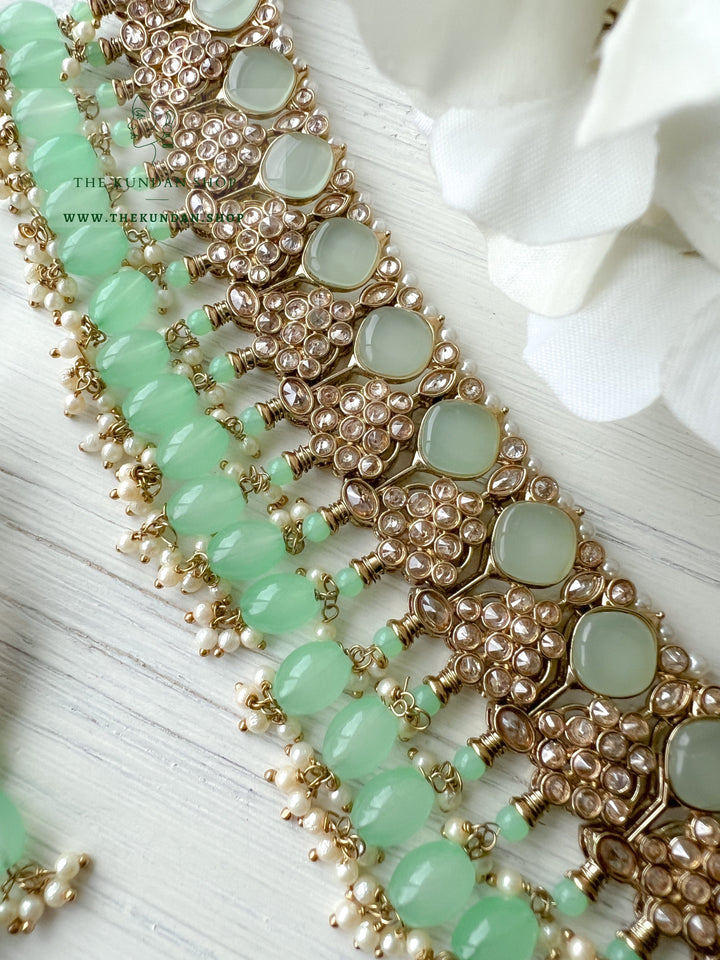 Fall Apart in Mint Necklace Sets THE KUNDAN SHOP 