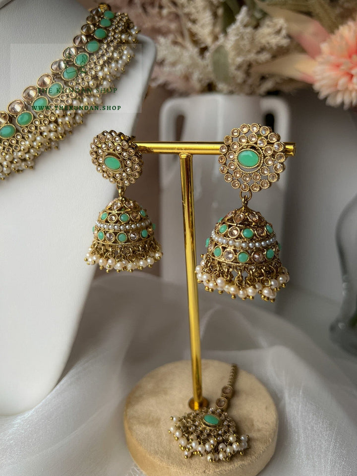 Caring Polki in Mint Necklace Sets THE KUNDAN SHOP 