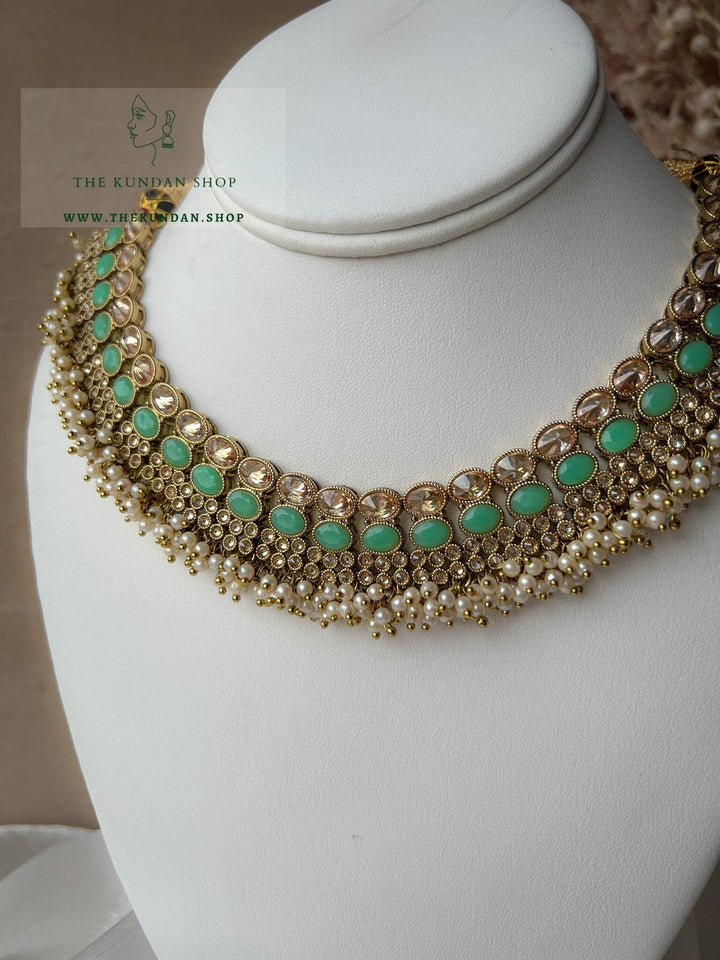 Caring Polki in Mint Necklace Sets THE KUNDAN SHOP 