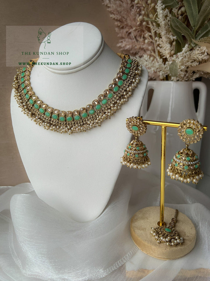 Caring Polki in Mint Necklace Sets THE KUNDAN SHOP 