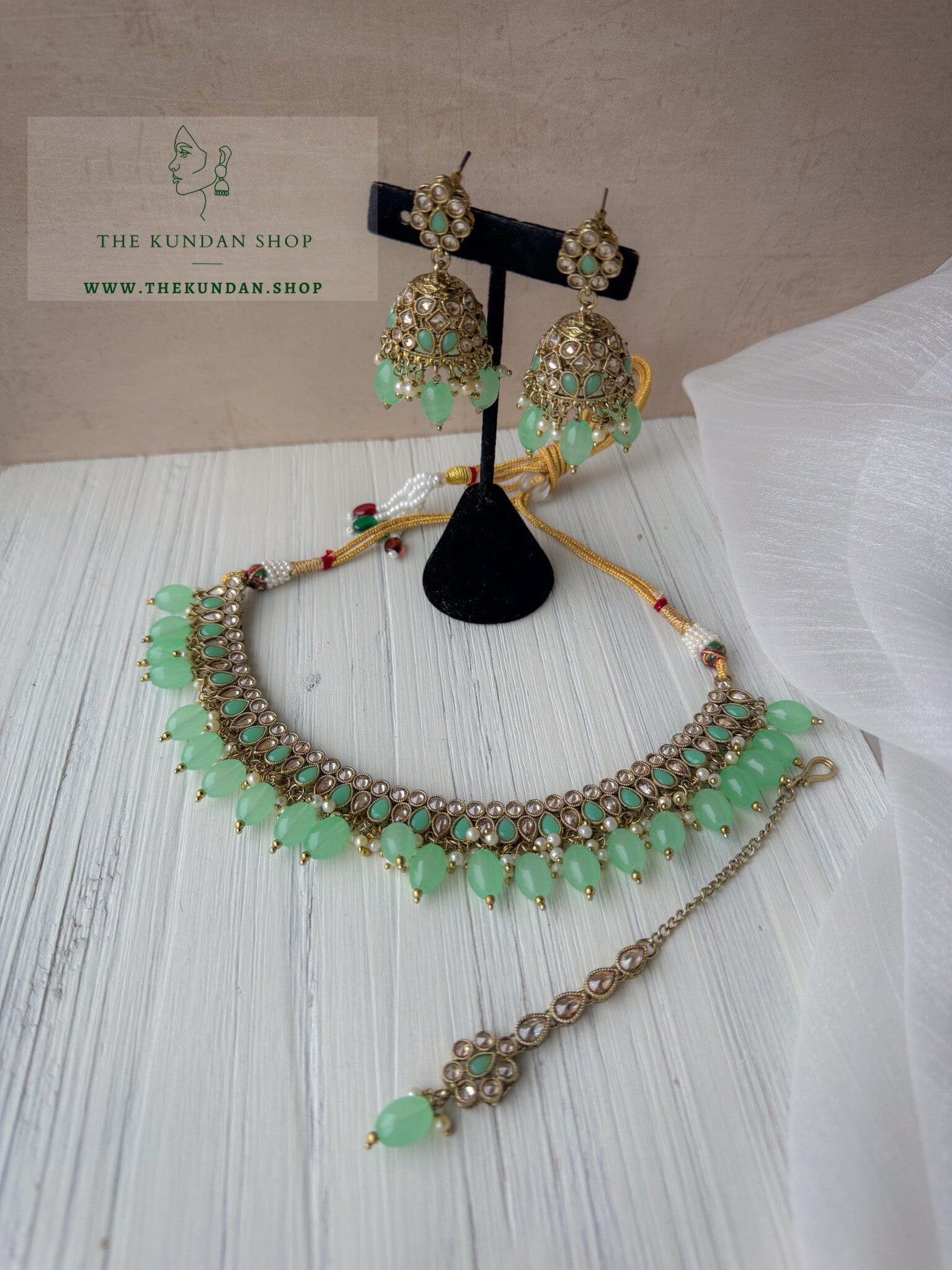 Saving Grace in Mint Necklace Sets THE KUNDAN SHOP 