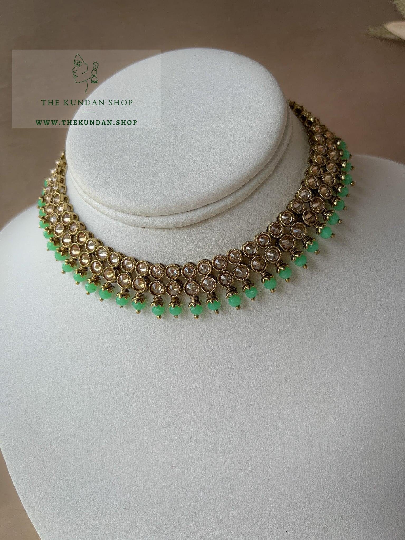 Impress Polki in Mint Necklace Sets THE KUNDAN SHOP 