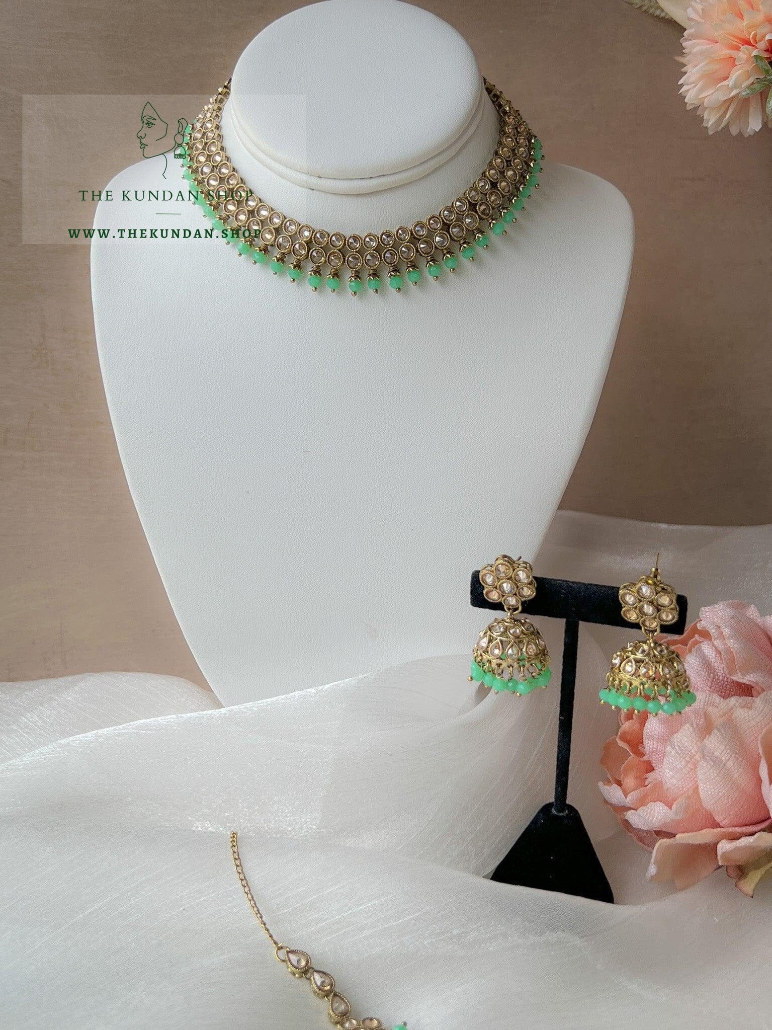 Impress Polki in Mint Necklace Sets THE KUNDAN SHOP 
