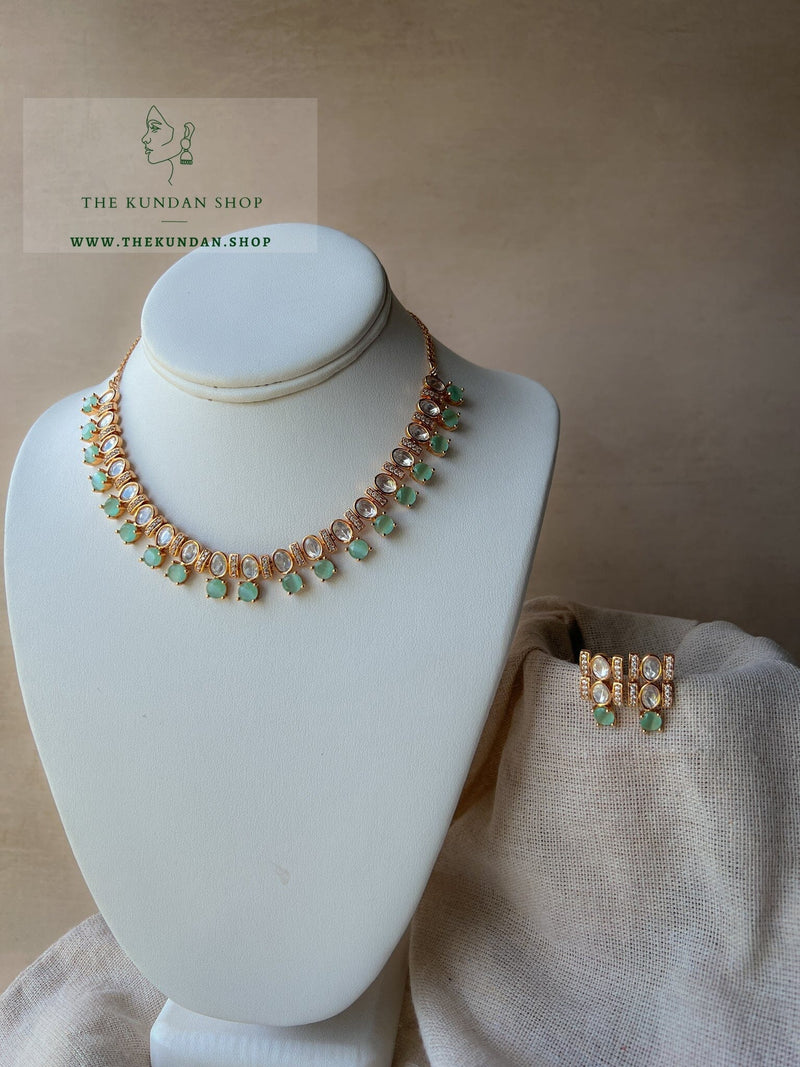 Embellished in Mint Necklace Sets THE KUNDAN SHOP 